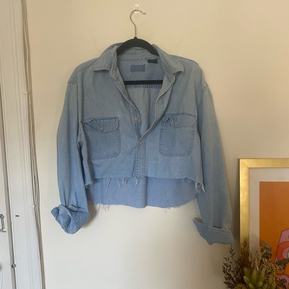 Urban outfitters urban renewal crop denim shirt